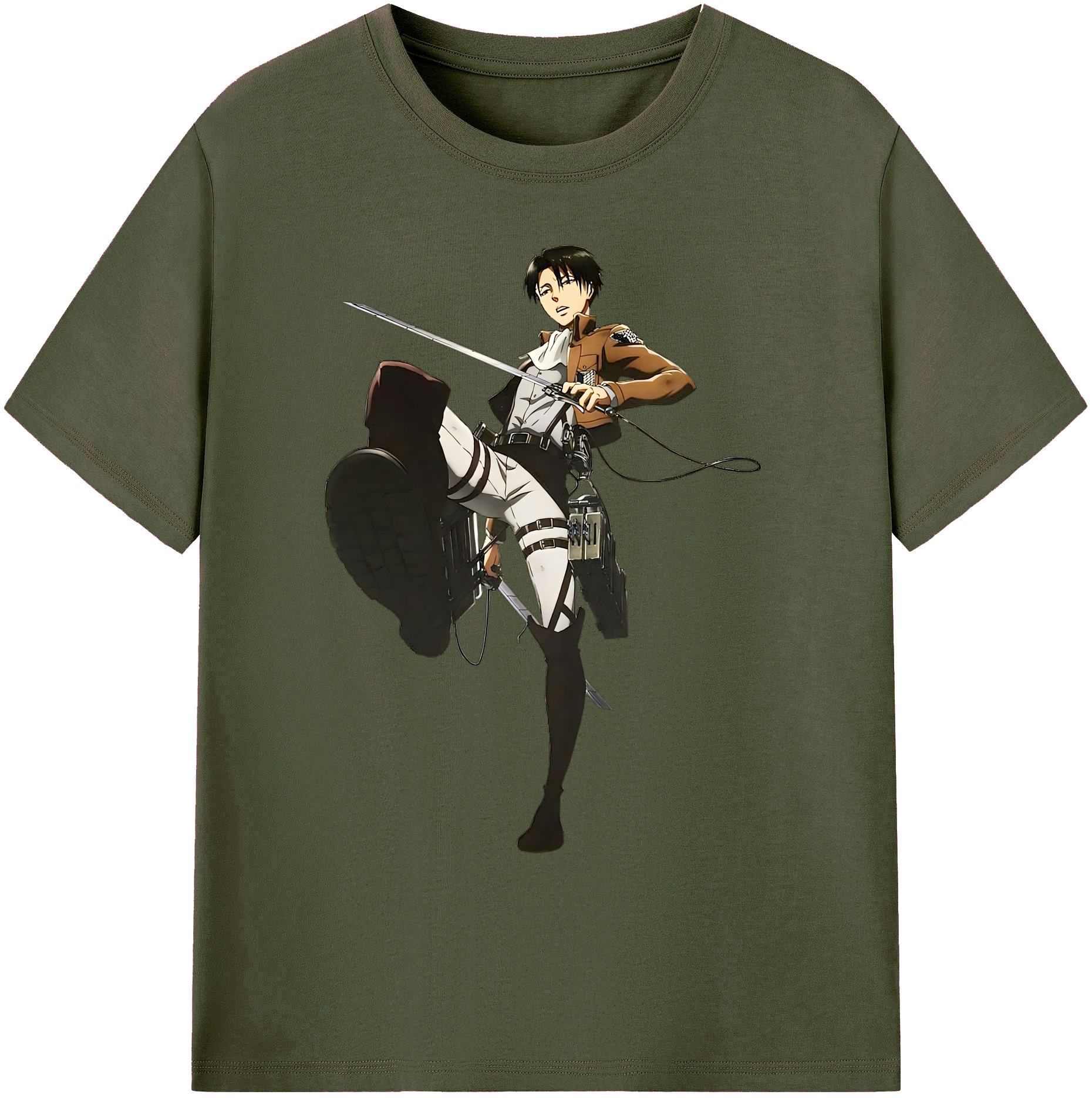 （画像用） 進撃の巨人 リヴァイ·アッカーマン Attack on Titan Levi Ackerman 綿100％ メンズ半袖Tシャツ｜肌触りやわらか＆通気性